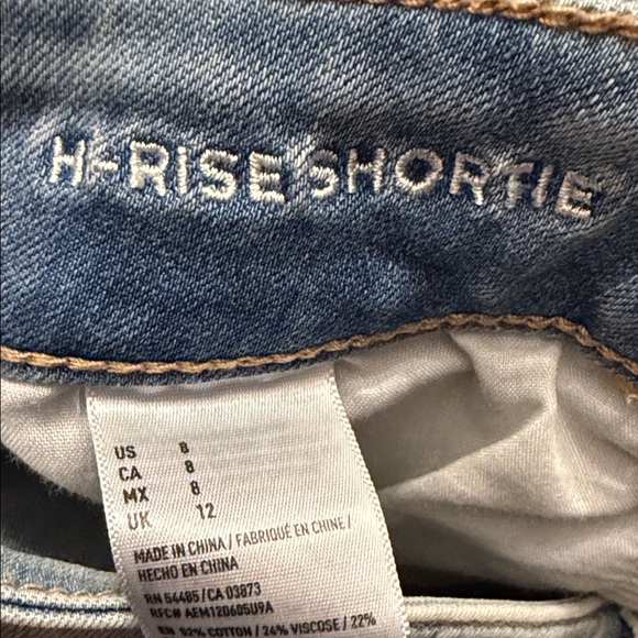 American Eagle Outfitters Light Blue Hi-Rise Shortie Jean shorts - Picture 4 of 5